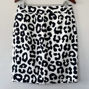 LOFT Black & White Leopard Print Pencil Skirt Size 8 EUC